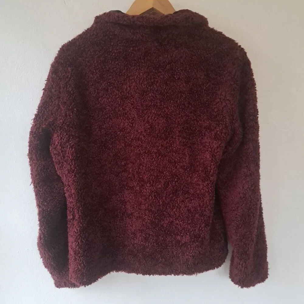 Pendleton Deep Pile Sherpa Burgundy Red Full Zip Plaid Women’s Medium Jacket - Picture 6 of 9